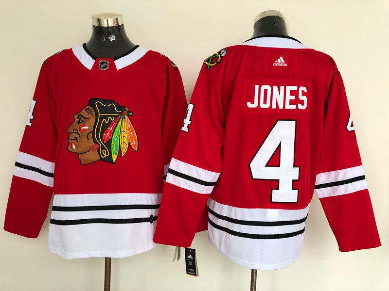 Men's Chicago Blackhawks Seth Jones #4 Red Home Breakaway Jersey